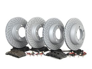 ES#2594683 - 98735140101PERKT - Performance Front & Rear Brake Service Kit - Featuring Zimmerman Z-Coated rotors and Hawk HPS brake pads - Assembled By ECS - Porsche