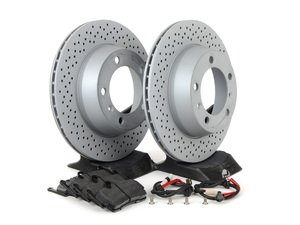 ES#2594684 - 98735140101RPKT - Performance Rear Brake Service Kit - Featuring Zimmerman Z-Coated rotors and Hawk HPS brake pads - Assembled By ECS - Porsche