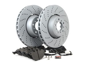 ES#2730753 - 34112282805KT8 - Front Brake Service Kit - Featuring Zimmermann rotors and Pagid pads - Assembled By ECS - BMW
