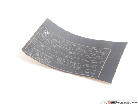 ES#256235 - 71227594296 - Exhaust Emissions Label - Genuine BMW - BMW