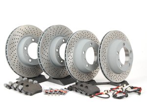ES#2594701 - 99735193905OEKT - Front & Rear Brake Service Kit - Featuring Sebro rotors and Textar brake pads - Assembled By ECS - Porsche