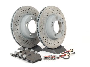 ES#2594703 - 99735193905FOEKT - Front Brake Service Kit - Featuring Sebro rotors and Textar brake pads - Assembled By ECS - Porsche