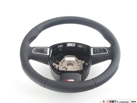 ES#450695 - 8K0419091BBWUL - 3-Spoke Multi Function Steering Wheel - Black - Perforated leather wrapped steering wheel, airbag not included - Genuine Volkswagen Audi - Audi