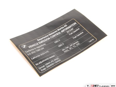 ES#2584657 - 71227649763 - Exhaust Emissions Label - Genuine BMW - BMW