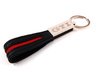 ES#1876666 - 18964 - GTI Leather Key Tag - Black - (NO LONGER AVAILABLE) - Leather keychain with red canvas stripe and chrome trim. GTI logo laser engraved on clip. - DriverGear - 