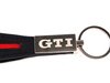 ES#1876666 - 18964 - GTI Leather Key Tag - Black - (NO LONGER AVAILABLE) - Leather keychain with red canvas stripe and chrome trim. GTI logo laser engraved on clip. - DriverGear - 