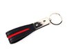 ES#1876666 - 18964 - GTI Leather Key Tag - Black - (NO LONGER AVAILABLE) - Leather keychain with red canvas stripe and chrome trim. GTI logo laser engraved on clip. - DriverGear - 