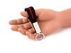 ES#1876666 - 18964 - GTI Leather Key Tag - Black - (NO LONGER AVAILABLE) - Leather keychain with red canvas stripe and chrome trim. GTI logo laser engraved on clip. - DriverGear - 