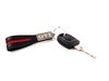 ES#1876666 - 18964 - GTI Leather Key Tag - Black - (NO LONGER AVAILABLE) - Leather keychain with red canvas stripe and chrome trim. GTI logo laser engraved on clip. - DriverGear - 