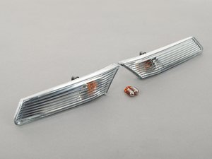 ES#2762458 - 98763103302KT - European Clear Side Marker Light Kit - Includes amber-flashing chrome bulbs for a 'stealth' appearance - Genuine Porsche - Porsche