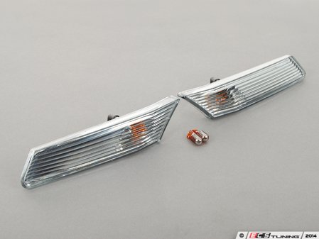 ES#2762458 - 98763103302KT - European Clear Side Marker Light Kit - Includes amber-flashing chrome bulbs for a 'stealth' appearance - Genuine Porsche - Porsche