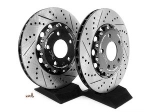 ES#2635798 - 001525ECS01AKT - Rear Cross Drilled & Slotted 2-Piece Brake Rotors - Pair (300x22) - (NO LONGER AVAILABLE) - Direct bolt-on replacement - 15% less weight! - ECS - 