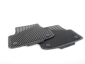 ES#2723316 - 8V5061512041 - Rear All Weather Rubber Floor Mats - Black - Deep grooves to trap dirt, water, and snow - Genuine Volkswagen Audi - Audi