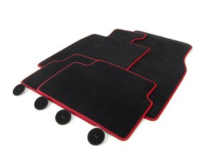 ES#2596909 - 51477324833 - MINI Velours Floor Mats Carbon Black / Red Pipping Set ( Front & Rear ) - Priced As Set - (NO LONGER AVAILABLE) - Replace or upgrade to factory MINI mats : Hampton Edition - Genuine MINI - 