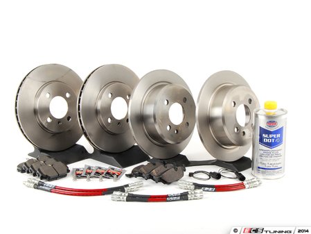 ES#2762754 - 34111160915KT6 - Performance Front And Rear Brake Service Kit - Featuring Brembo rotors, Hawk HPS pads and ECS Exact-Fit Stainless Steel Brake Lines - Assembled By ECS - BMW