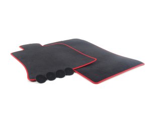 ES#2683988 - 51477330808 - JCW GP2 MINI Floor Mats Front Set - Priced As Set ( RHD ) - Replace or upgrade to factory GP2 MINI mats : black velour with red piping (Right hand drive cars only) - Genuine MINI - MINI