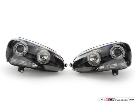 ES#9565 - FKFS9002 - Blackout Angel Eye Headlights - (NO LONGER AVAILABLE) - Euro headlight kit with angel eyes for MK5 models - FK - 