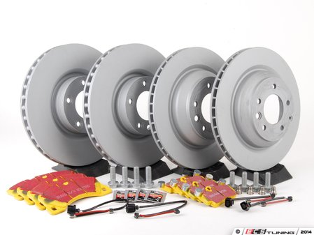 ES#2602365 - 95535140300PEKT - Performance Front & Rear Brake Service Kit - Featuring Zimmerman Z-Coated rotors and EBC YellowStuff brake pads - Assembled By ECS - Porsche