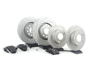 ES#2678139 - 4B0601BXSGMTRKT - Performance Front & Rear Brake Service Kit - (NO LONGER AVAILABLE) - Featuring ECS GEOMET Drilled & Slotted rotors and Hawk HPS pads - Assembled By ECS - 