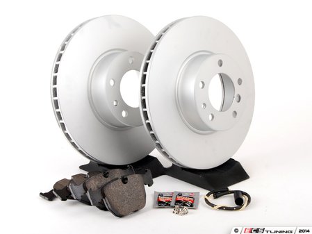 ES#2763160 - 34116757746KT10 - Front Brake Service Kit - Featuring ECS V5 coated rotors and ECS DD23 "Daily Driver" ceramic pads. - Assembled By ECS - BMW