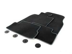 ES#2702288 - 51477324847 - Mahogony Blue Seam Floor Mat Carpet Set (Front & Rear) - Bayswater edition - Replace or upgrade to factory MINI carpets : black velour with Mahogony Blue stitching : Bayswater edition - Genuine MINI - MINI
