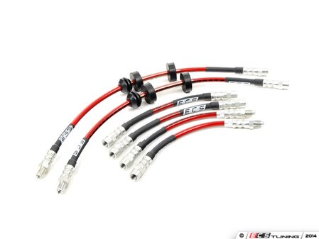 ES#2602372 - 002570ECSKT - Exact-Fit Stainless Steel Brake Lines - Complete Kit - DOT-compliant 6 line kit to improve pedal feel in your vehicle. - ECS - BMW