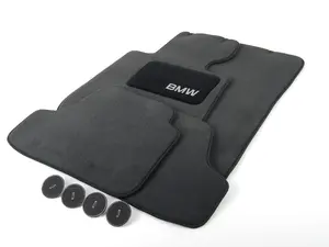 Carpeted Floor Mat Set - Black 