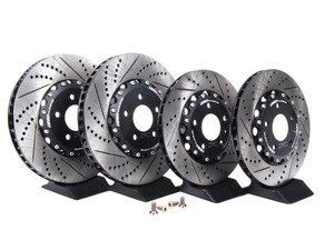 ES#4123 - 8E0601K301T2PXS - Front & Rear Cross Drilled & Slotted 2-Piece Brake Rotor Set - (NO LONGER AVAILABLE) - Direct bolt on lightweight 2-piece replacement rotor kit - ECS - 