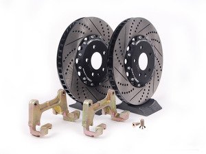 ES#4525 - B7A4S1F2PRXS -  Front Big Brake Kit - Stage 1 - 2-Piece Cross-Drilled & Slotted Rotors (345x30) - Upgrade to the stopping power of the Audi S4 - ECS - Audi