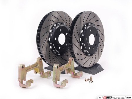 ES#4525 - B7A4S1F2PRXS -  Front Big Brake Kit - Stage 1 - 2-Piece Cross-Drilled & Slotted Rotors (345x30) - Upgrade to the stopping power of the Audi S4 - ECS - Audi