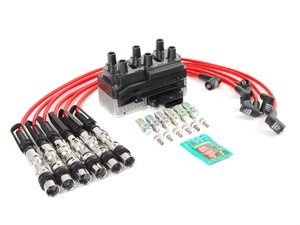ES#2684744 - 101000035AH - Ignition Service Kit - Includes ignition coil, spark plugs, and spark plug wires - Assembled By ECS - Volkswagen