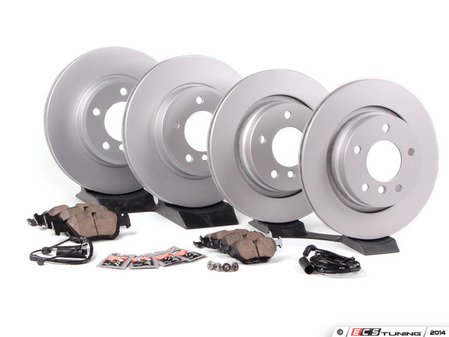 ES#2593155 - 34351164372KT3 - Front And Rear Brake Service Kit - Featuring coated rotors and ECS DD23 "Daily Driver" ceramic pads. - Assembled By ECS - BMW