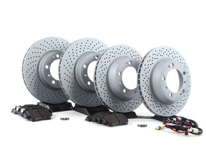 ES#2594629 - 99635140501PERKT - Performance Front & Rear Brake Service Kit - Featuring Zimmerman rotors and Hawk HPS brake pads - Assembled By ECS - Porsche