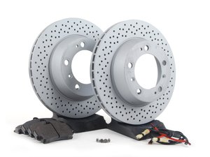 ES#2594674 - 99635140501RPKT - Performance Rear Brake Service Kit - Featuring Zimmerman rotors and Hawk HPS brake pads - Assembled By ECS - Porsche