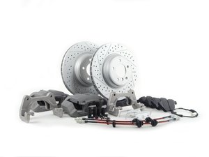 ES#2718596 - 34116773201KT1 - OE Front Big Brake Kit - Cross Drilled & Slotted - (NO LONGER AVAILABLE) - Upgrade to 348x30mm ECS V5 cross drilled & slotted rotors and larger calipers from the 335I - Assembled By ECS - 