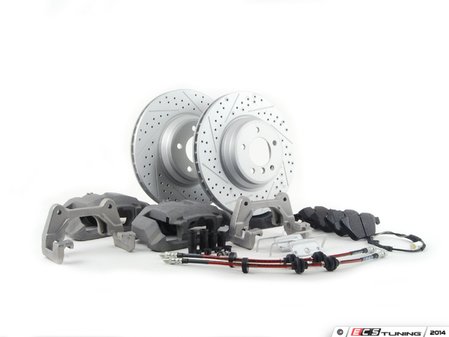 ES#2718596 - 34116773201KT1 - OE Front Big Brake Kit - Cross Drilled & Slotted - (NO LONGER AVAILABLE) - Upgrade to 348x30mm ECS V5 cross drilled & slotted rotors and larger calipers from the 335I - Assembled By ECS - 