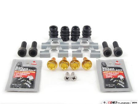 ES#2763488 - 1J0698451RINSkt -  Rear pad and rotor installation kit - Complete - All the caliper and carrier hardware, wear components and lubricant for a clean and proper brake install - Assembled By ECS - Audi Volkswagen