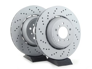 ES#2649829 - 34112283802KT - Front Cross Drilled Brake Rotors - Pair (360x30) - Semi-Floating 2-Piece Design - Zimmermann - BMW