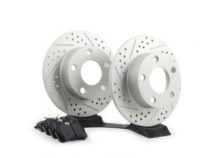 ES#2597218 - 4B0601XSGMTKT1 - Performance Rear Brake Service Kit - (NO LONGER AVAILABLE) - Featuring ECS GEOMET Drilled & Slotted rotors and Hawk HPS pads - Assembled By ECS - 