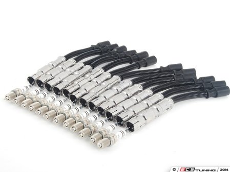 ES#2765413 - 0041595003KT5 - Ignition Service Kit - Without Coil Packs - Includes Twelve (12) Bosch Spark Plugs and Twelve (12) Prenco Ignition Coil Wires - Assembled By ECS - Mercedes Benz
