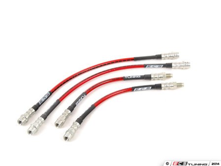 ES#2748075 - D2A8SSBLKKT - Front & Rear Exact-Fit Stainless Steel Brake Lines - Kit - Complete set of DOT-compliant lines for an improved pedal feel - ECS - Audi