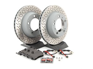 ES#2594727 - 98661236500ROEKT - Rear Brake Service Kit - Featuring Sebro rotors and Textar brake pads - Assembled By ECS - Porsche