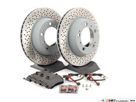 ES#2594727 - 98661236500ROEKT - Rear Brake Service Kit - Featuring Sebro rotors and Textar brake pads - Assembled By ECS - Porsche