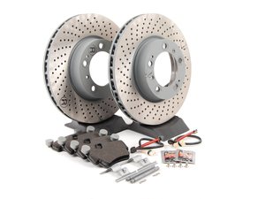 ES#2776694 - 99735193906FOEKT - Front Brake Service Kit - Featuring Sebro rotors and Textar brake pads - Assembled By ECS - Porsche