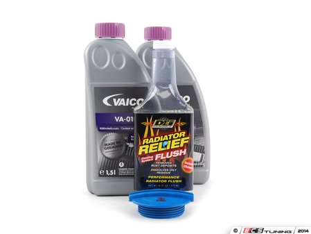 ES#2784778 - CO0LANTFLUSHKT1 - Cooling System Flush Kit - Keep your cooling system working at its best by keeping it clean and free of rust and scale deposits. Includes new expansion tank cap, flush treatment & G13 coolant. - Assembled By ECS - Audi Volkswagen
