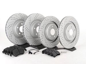 ES#2597368 - 8K0301MXSGMTKT1 - Performance Front & Rear Brake Service Kit - (NO LONGER AVAILABLE) - Featuring ECS GEOMET Drilled & Slotted rotors and Hawk HPS pads - Assembled By ECS - 