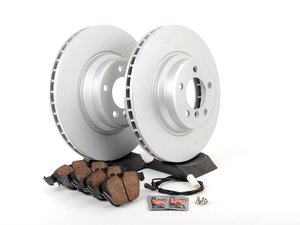 ES#2781280 - 34116750267KT3 - Front Brake Service Kit - Featuring Meyle coated rotors and ECS DD23 Daily Driver ceramic pads - Assembled By ECS - BMW