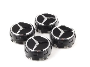 ES#2731657 - 00040009009283KT - Center Cap - Set Of Four - Clip-in center cap with chrome star on black background, with black surround - Genuine Mercedes Benz - Mercedes Benz