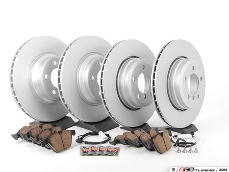 ES#2781274 - 34116750267KT1 - Front And Rear Brake Service Kit - Featuring Meyle coated rotors and ECS DD23 Daily Driver ceramic pads - Assembled By ECS - BMW