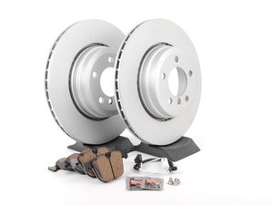 ES#2781285 - 34216765889kt2 - Rear Brake Service Kit - Featuring Meyle coated rotors and ECS DD23 Daily Driver ceramic pads - Assembled By ECS - BMW